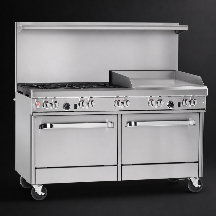 Product image #4 for Southbend Ultimate 60-Inch Gas Restaurant Range with 4 Open Burners, Griddle/Broiler, Standard Oven, and Cabinet Base