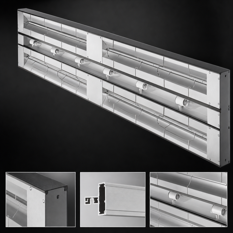 Product image #4 for Hatco Glo-Ray Max Watt 66-Inch Dual Infrared Strip Heater, 3.75 kW, Aluminum, Unlighted, 3-Inch Spacer