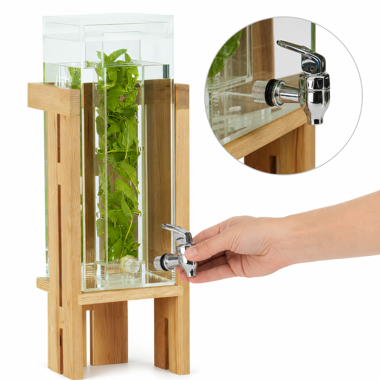 Product image #4 for Sydney Single Acrylic 3-Gallon Infusion Beverage Dispenser, Oak