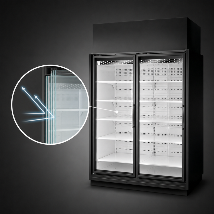 Product image #4 for True TRM2L Two-Section Low Temp Glass Door Freezer Merchandiser, Self-Contained, Black/White