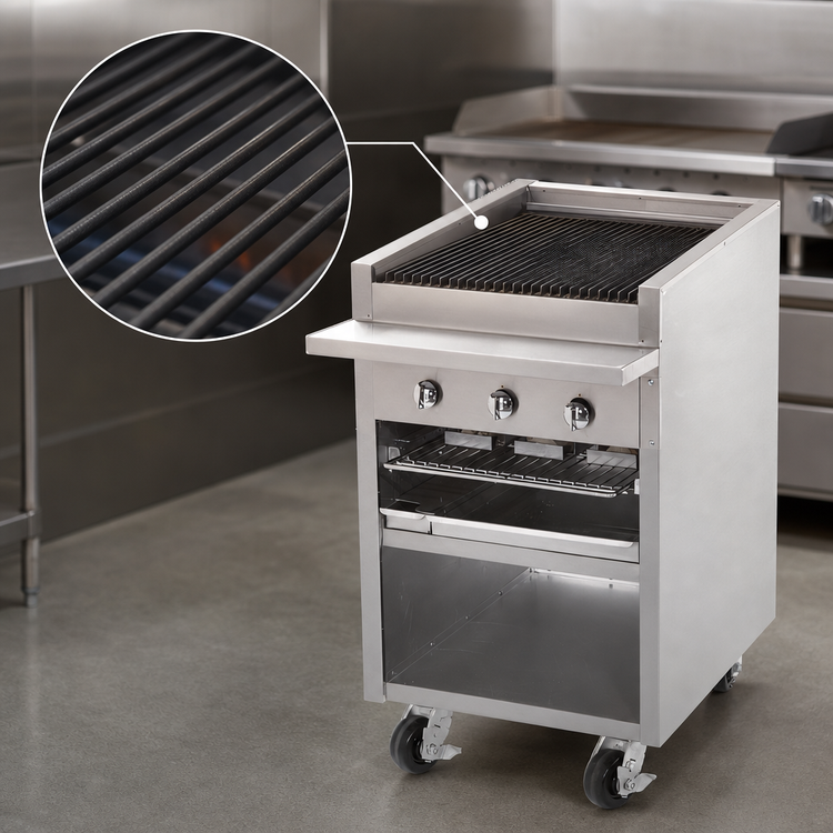 Product image #4 for Bakers Pride Dante Series F-24RS 24-Inch Gas Radiant Charbroiler, Floor Model with Open Cabinet Base