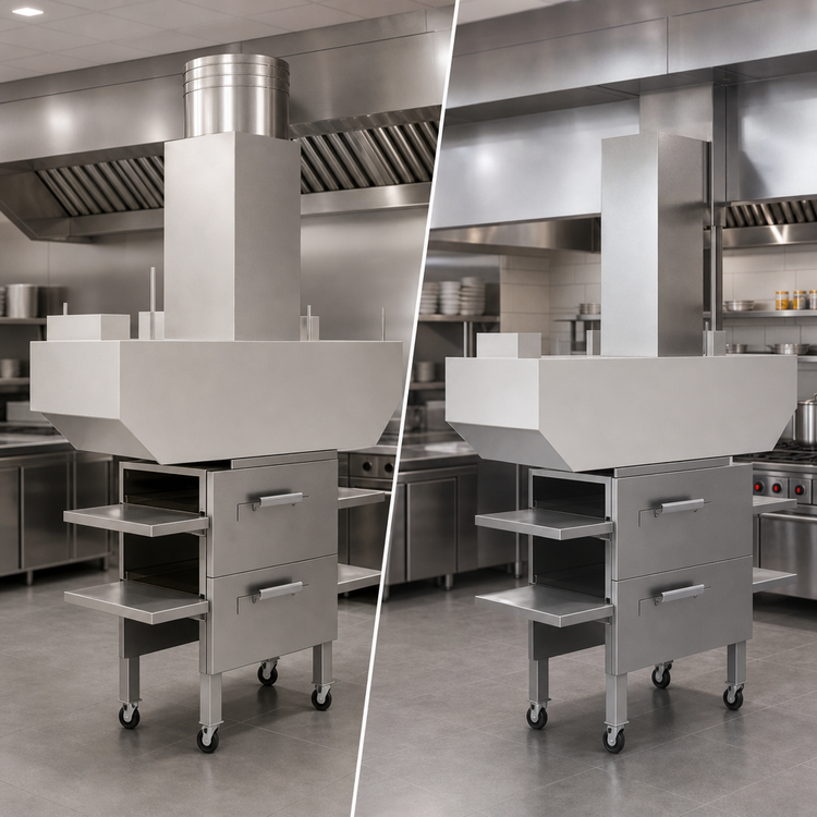 Product image #5 for Avtec SimpleSpec Island-Type Conveyor Pizza Oven Hood System, 113 x 42 x 24 Inches