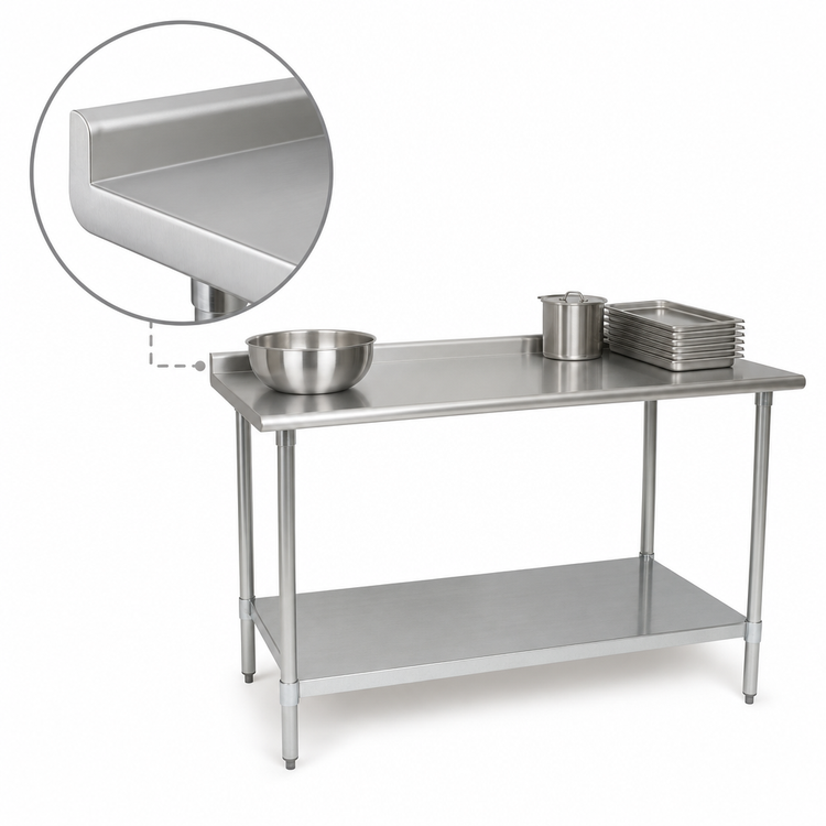 Product image #4 for BlendPort Deluxe Series Stainless Steel Work Table with Rear Upturn and Adjustable Undershelf, 84 x 30 Inches
