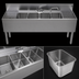Thumbnail image #4 for Glastender Four-Compartment Underbar Sink Unit with Left and Right Drainboards, 72 x 24 Inches, Stainless Steel