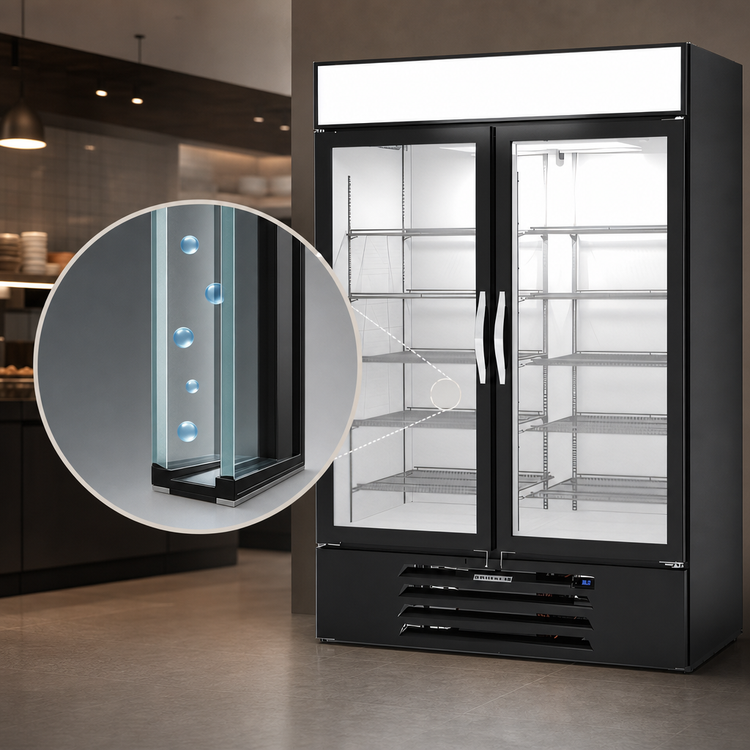 Product image #4 for Beverage-Air MarketMax 52-Inch Two-Section Reach-In Glass Door Refrigerated Merchandiser, Black, with Electronic Smart Lock
