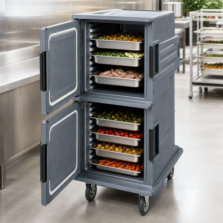 Product image #5 for Cambro Camtherm® Tall Profile Hot/Cold Food Holding Cart, Double Door, Granite Gray