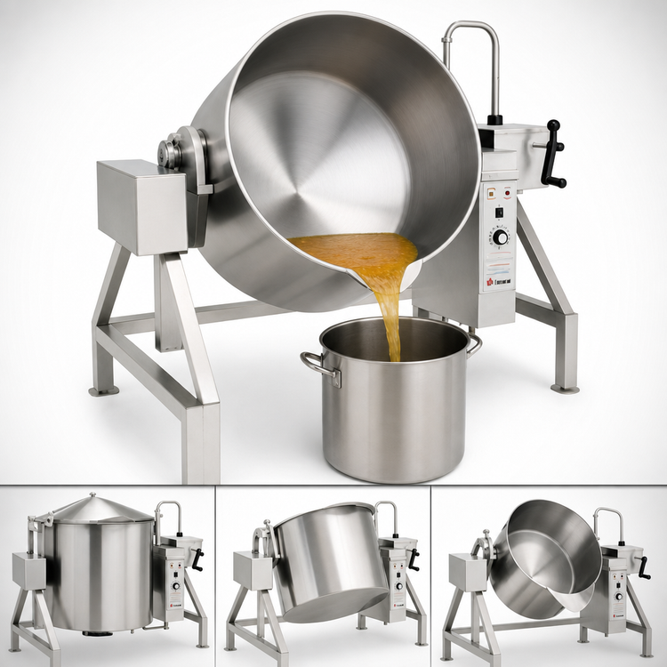 Product image #4 for Legion TLGB-30F Low-Rim Tilting Kettle — 30-Gallon Self-Contained Gas Floor Model with 304 Stainless Steel Liner