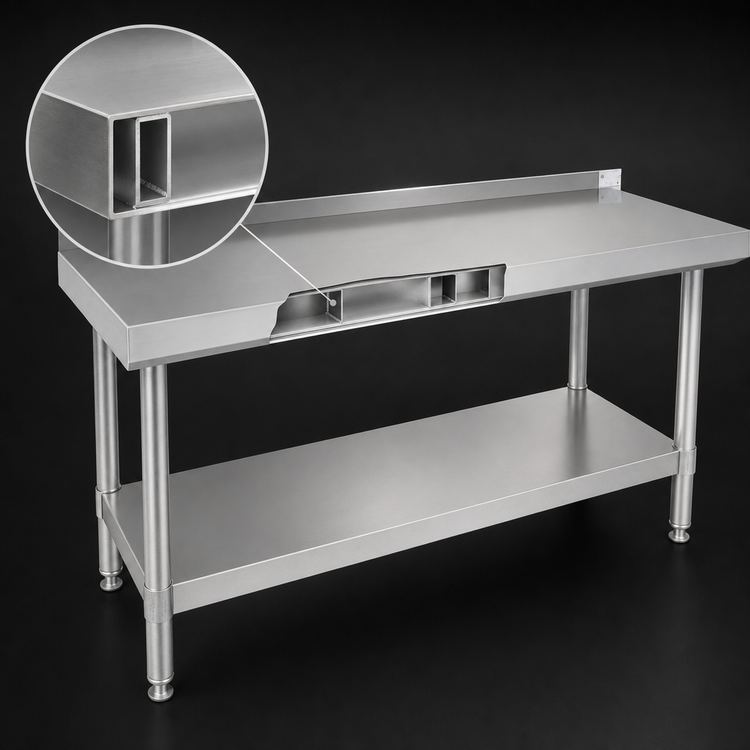 Product image #4 for John Boos Stallion 84-Inch x 24-Inch Economy Stainless Steel Work Table with Rear Riser and Adjustable Undershelf