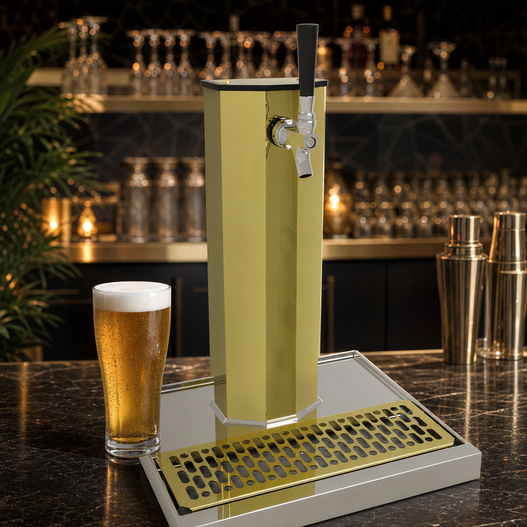 Product image #4 for Glastender Countertop Single-Column Draft Dispensing Tower, Glycol-Cooled, 1 Faucet, Polished Brass Finish