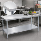 Thumbnail image #4 for Duke Manufacturing 316-36144 144-Inch Stainless Steel Work Table with Galvanized Undershelf, Open Base, No Backsplash