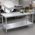 Thumbnail image #4 for Duke 144-Inch x 36-Inch Stainless Steel Work Table with Galvanized Undershelf and Posts, No Backsplash