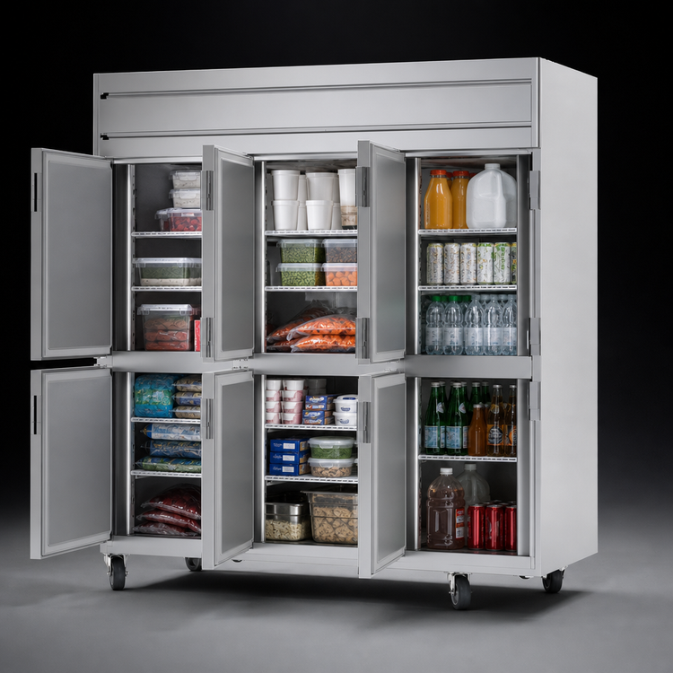Product image #4 for Beverage-Air Horizon Series Top Mount Reach-In Freezer, Three-Section, 69.1 Cu. Ft., Half-Solid Doors