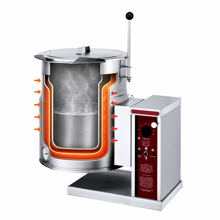 Product image #4 for Crown EC-10TW 10 Gallon Electric Countertop Self-Generating Tilting Kettle