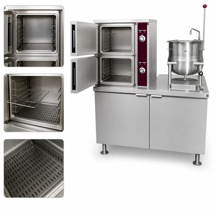 Product image #4 for Crown DCX-10-10 Two-Compartment Direct Steam Convection Steamer with 10 Gallon Kettle