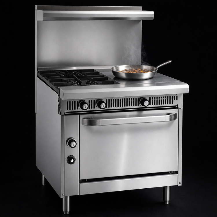 Product image #4 for Imperial Spec Series Heavy Duty 36-Inch Gas Range with 2 Open Burners, 18-Inch Hot Top and Convection Oven