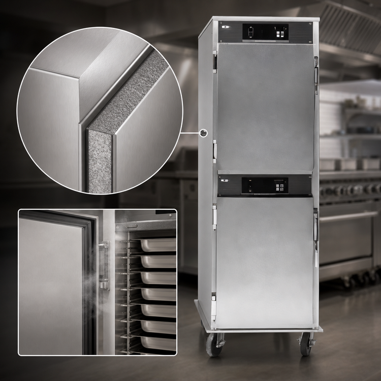 Product image #4 for hotLOGIX HL8-1816 Full-Height Two-Compartment Insulated Heated Holding Cabinet, Stainless Steel, 16-Pan Capacity