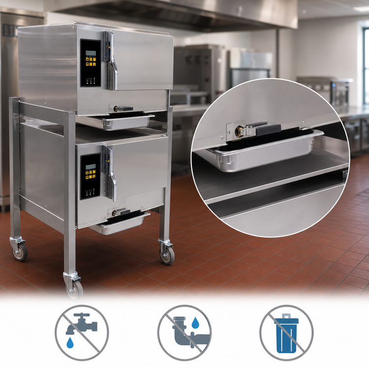 Product image #4 for AccuTemp Evolution Double-Stacked Connectionless Boiler-Free Convection Steamer with Stand, 2 Compartments, 3-Pan Per Compartment, Electric, 480V