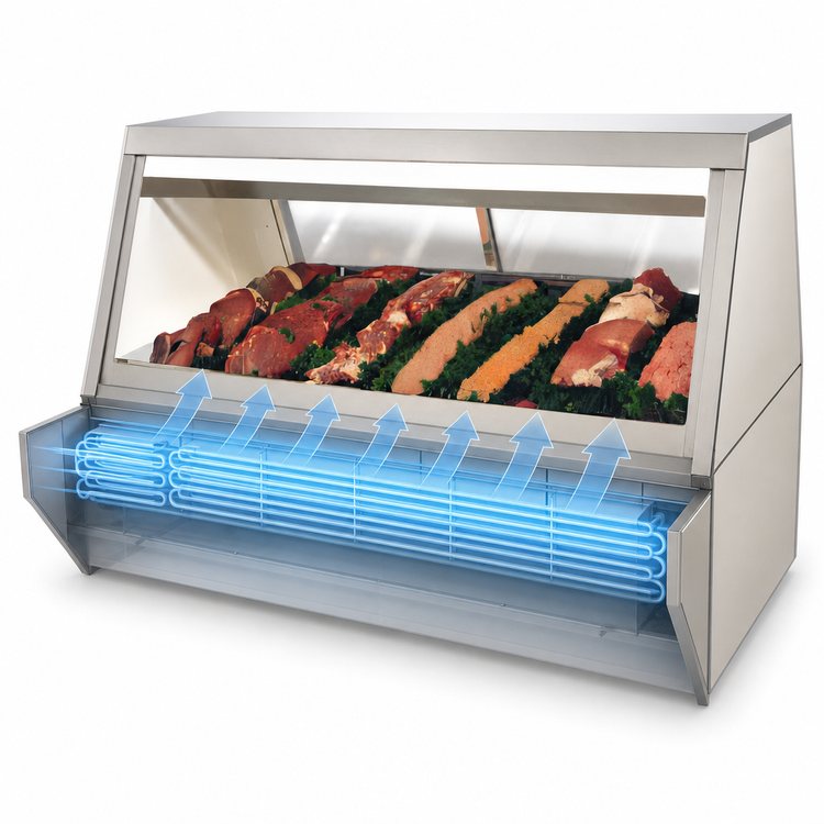 Product image #4 for Howard-McCray R-CMS35-4-BE-LED 50-Inch Double-Duty Red Meat Service Case, Remote Refrigeration, Straight Glass, LED Lighting