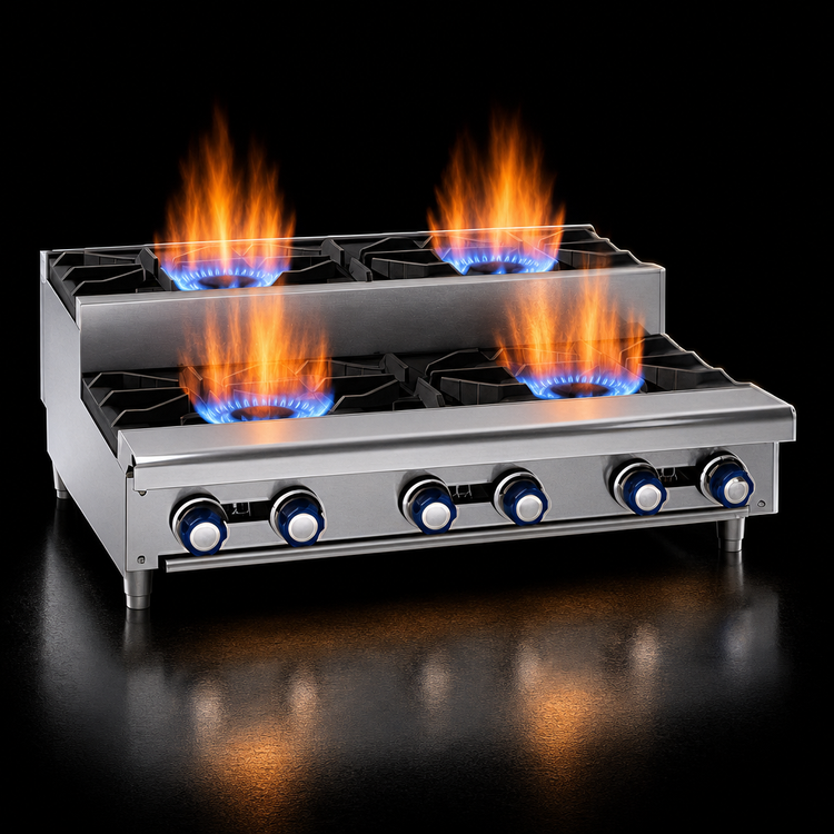 Product image #4 for Imperial 24-Inch Gas Countertop Hot Plate with 2 Open Burners and 2 Step-Up Burners