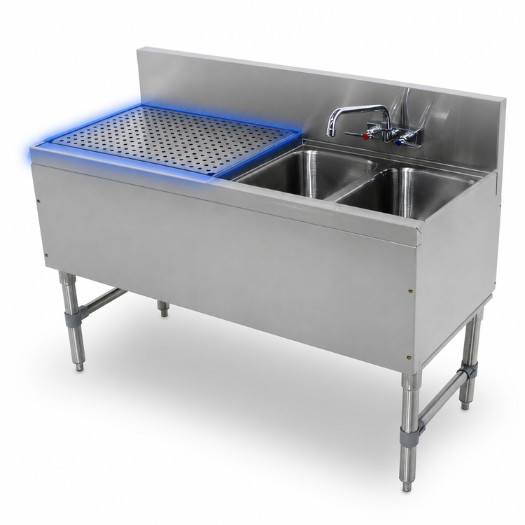 Product image #4 for Advance Tabco Prestige 2-Compartment Stainless Steel Underbar Sink Unit, 48 Inch, Left Drainboard