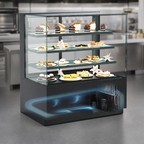 Thumbnail image #4 for Structural Concepts Reveal® NR3655RSSV Self-Service Refrigerated Display Case, Freestanding Vertical, 3 Adjustable Glass Shelves, Black Finish
