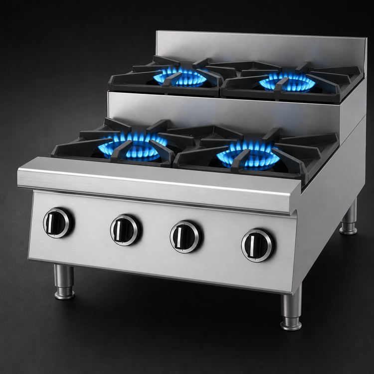 Product image #4 for Garland Starfire Heavy-Duty 24-Inch Countertop Gas Step-Up Hot Plate with 2 Open Burners and 2 Step-Up Open Burners