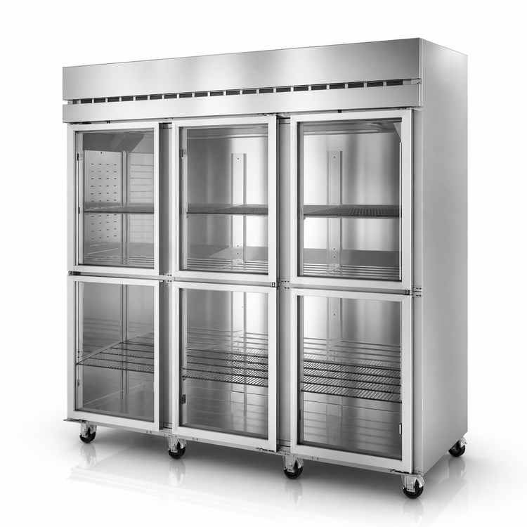 Product image #4 for Hoshizaki Steelheart Three-Section Half Glass Door Reach-In Refrigerator, Standard Depth