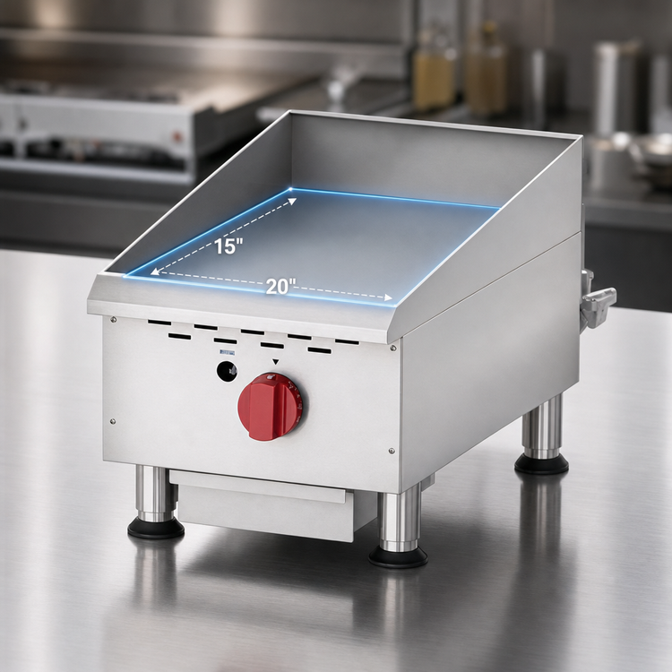 Product image #4 for Omcan USA Countertop Gas Griddle with 15-Inch x 20-Inch Cooking Area, 30,000 BTU