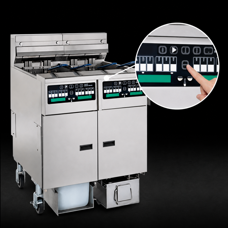 Product image #4 for Pitco Solstice 4-Fryer Reduced Oil Volume Electric Fryer System with Built-In Filter Drawer