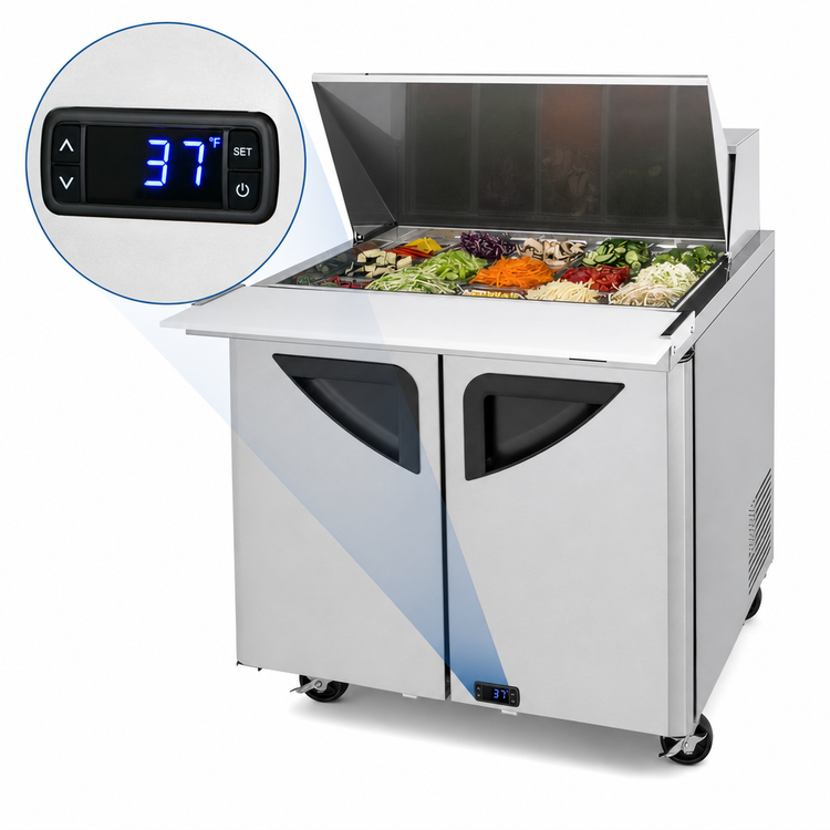 Product image #4 for Turbo Air Super Deluxe 36 3/8-Inch Two-Section Sandwich/Salad Mega Top Prep Table with 15-Pan Opening