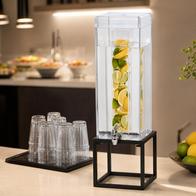 Product image #4 for Cal-Mil Milo Square 3 Gallon Infusion Beverage Dispenser with Clear Polycarbonate Chamber, Black