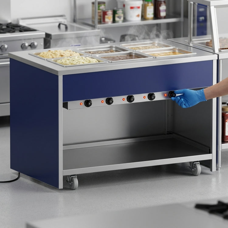 Product image #3 for Atlas Metal INFIH-6 Mobile Hot Food Unit, 6-Well, Open Cabinet Base