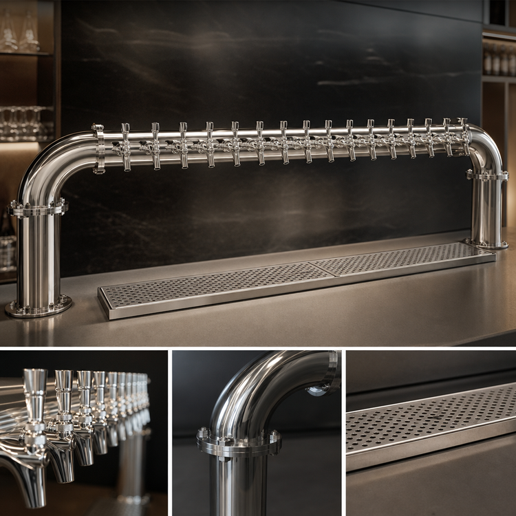 Product image #4 for Glastender 16-Faucet Air-Cooled Countertop Pipe Pass-Thru Draft Dispensing Tower