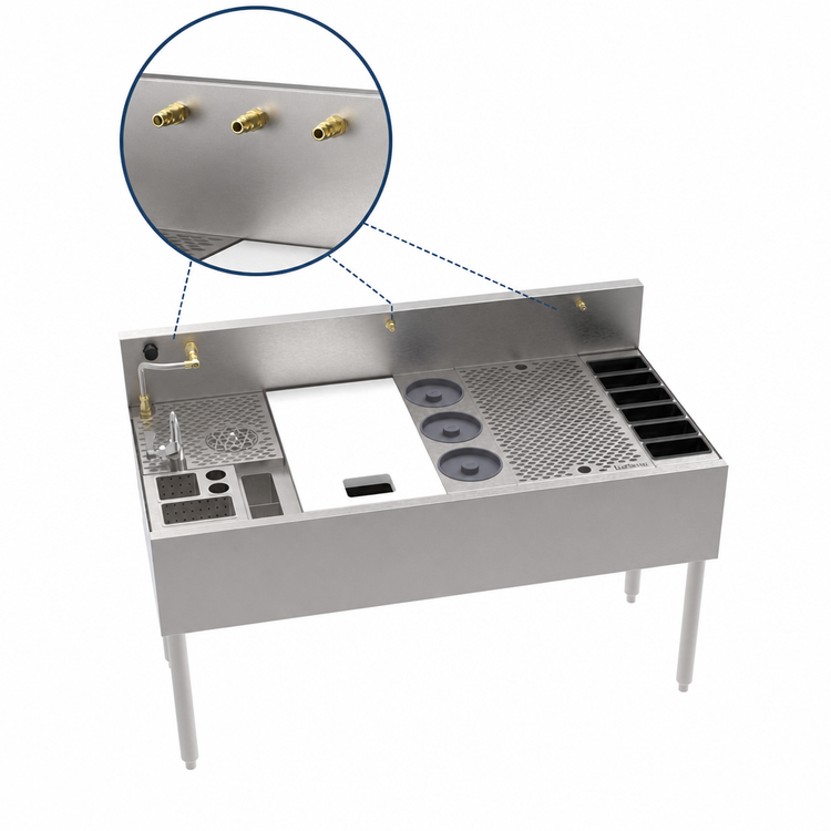 Product image #3 for MoveWell 48-Inch Stainless Steel Underbar Adaptive Station Bin with Legs and Essential Inserts Bundle