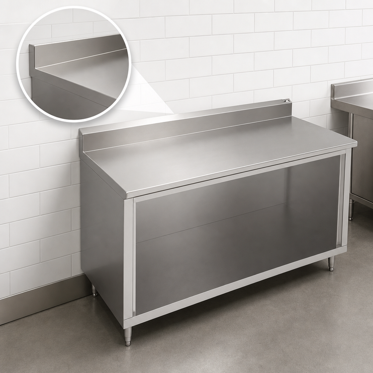 Product image #4 for John Boos Open Front Cabinet Base Work Table, 60 Inches x 30 Inches, 14/300 Stainless Steel Top, 5-Inch Backsplash