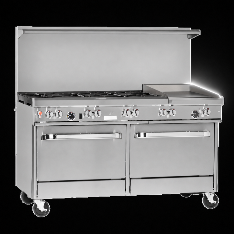 Product image #4 for Southbend Ultimate 60-Inch Gas Restaurant Range with 6 Open Burners, Right 24-Inch Griddle/Broiler, and 2 Standard Ovens