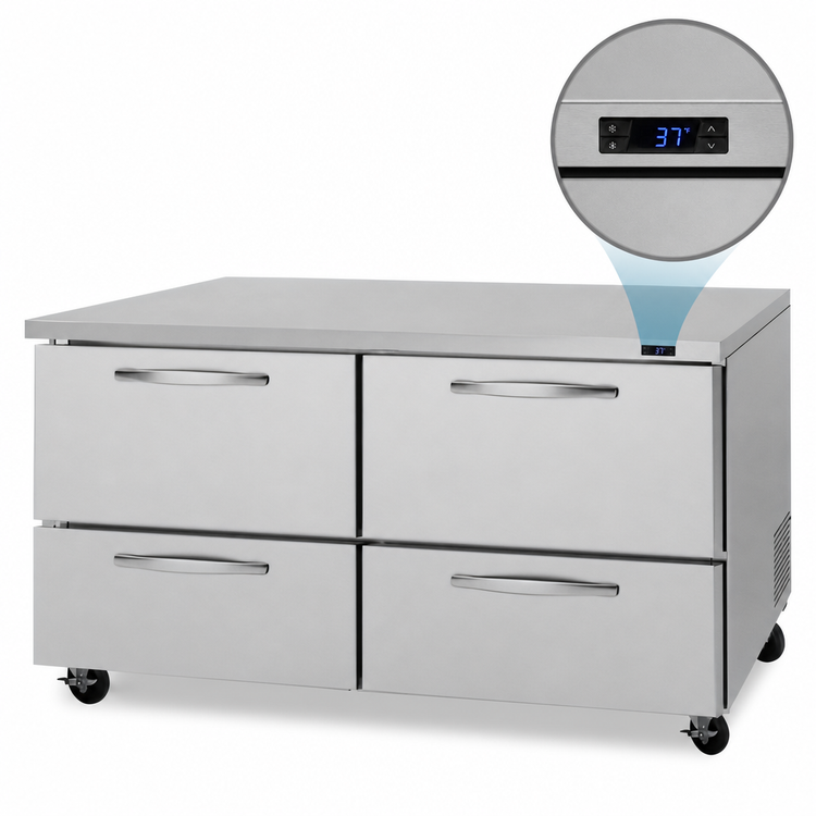 Product image #4 for Turbo Air PRO Series 60-1/4 Inch Two-Section Undercounter Drawer Refrigerator with 4 Drawers