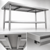 Thumbnail image #4 for Klinger's Trading SG2484 Heavy Duty 84 Inch x 24 Inch Flat Top Stainless Steel Work Table with Galvanized Base and Adjustable Undershelf
