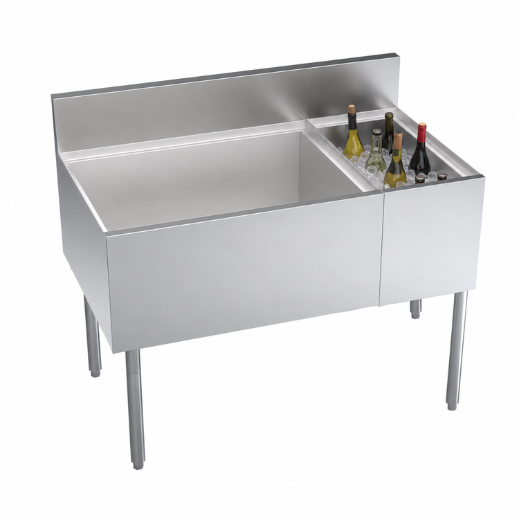 Product image #4 for Krowne Royal Series 42 Inch Wide Underbar Multi-Station Ice Bin with Bottle Well