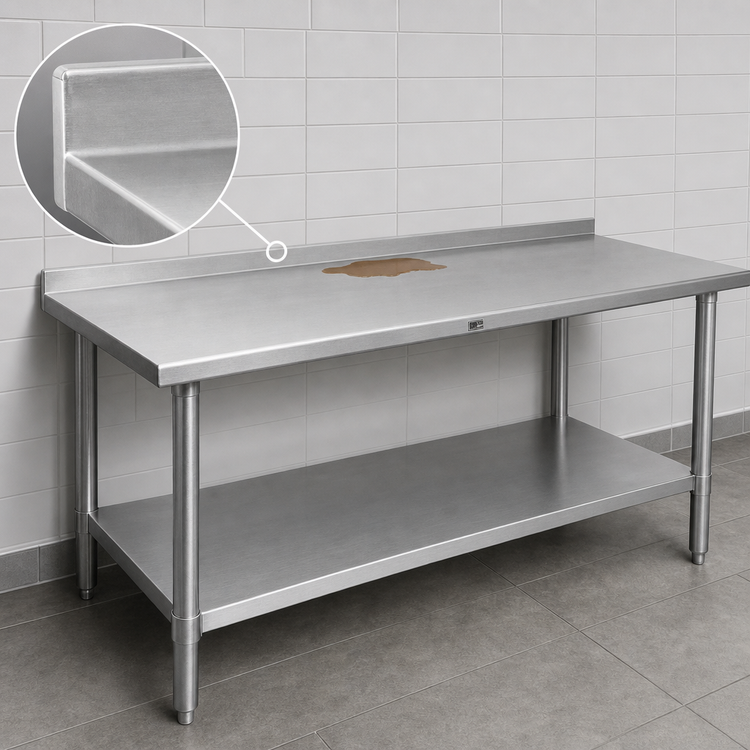 Product image #4 for John Boos Stallion 84" W x 36" D Stainless Steel Work Table with 1-1/2" Rear Up-Turn