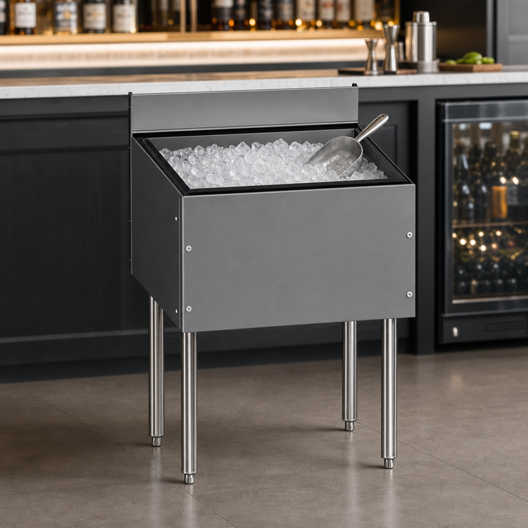 Product image #4 for CHOICE 30-Inch Stainless Steel Underbar Ice Bin with Built-In 10-Circuit Cold Plate
