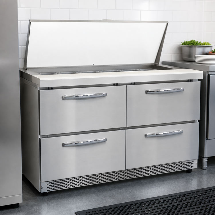 Product image #4 for Continental Refrigerator D48N18M-FB-D Designer Line Mighty Top Sandwich Unit with 4 Drawers