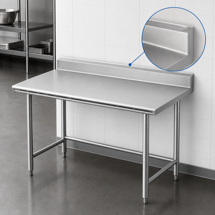 Product image #4 for Advance Tabco 108" x 36" Stainless Steel Work Table with 5" Backsplash and Open Base