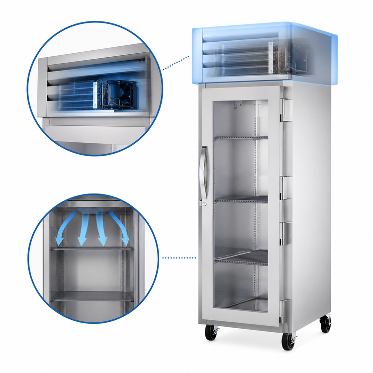 Product image #4 for SPEC SERIES 1-Section Glass Swing Door Reach-In Refrigerator, Self-Contained Top-Mounted, 24-37 Cu. Ft.