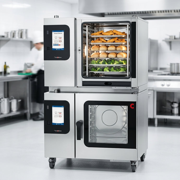 Product image #3 for Convotherm K12 Maxx Pro Combi Oven/Steamer School Package, Double Stacked Electric, Boilerless, (12) Half-Size Sheet Pan Capacity with Disappearing Doors
