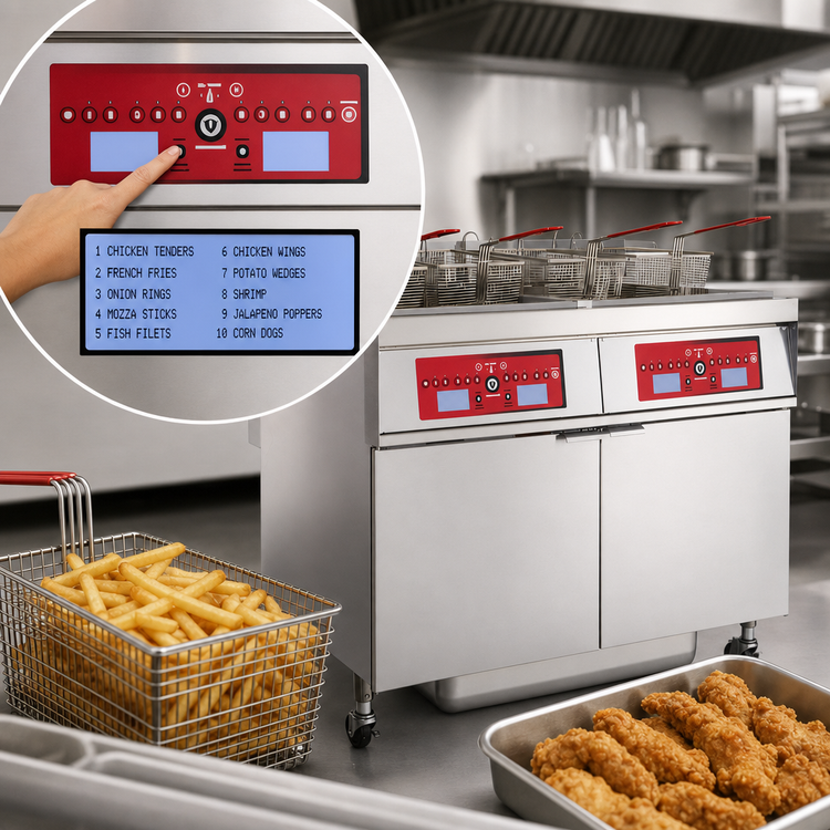 Product image #5 for Vulcan 42-Inch Electric Twin-Vat Floor Fryer with Programmable Computer Control, 85 lb. Per Vat Capacity, and KleenScreen PLUS Filtration