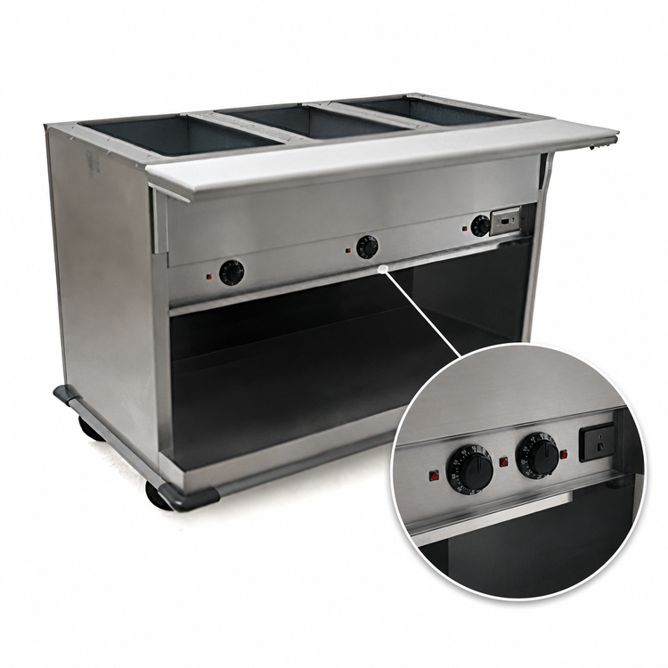 Product image #4 for Eagle Group Spec-Master PHT2CB-240-3 Portable Electric 2-Pan Hot Food Table with Enclosed Base