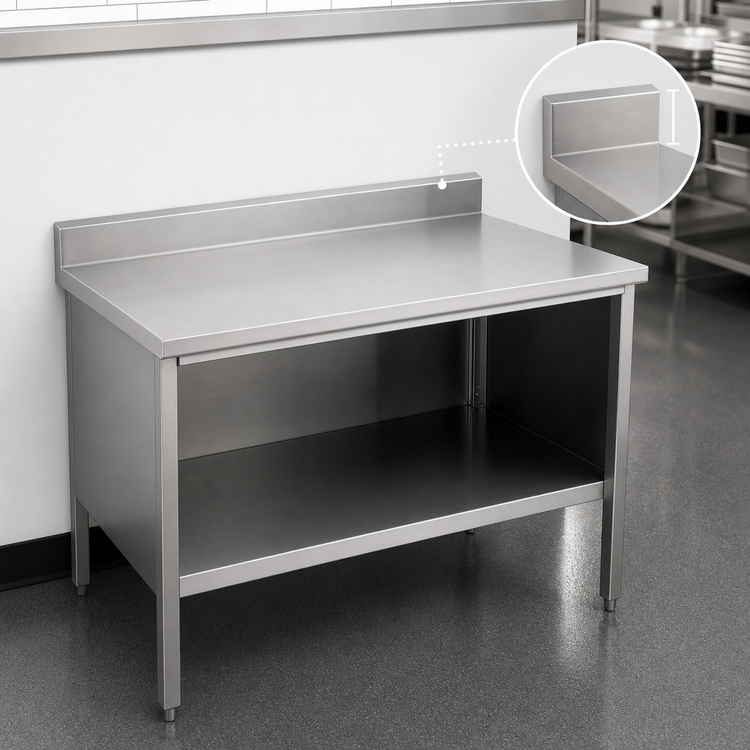 Product image #4 for John Boos Open Front Enclosed Base Work Table with 14-Gauge Stainless Steel Top and 5-Inch Riser, 144 x 30 Inches
