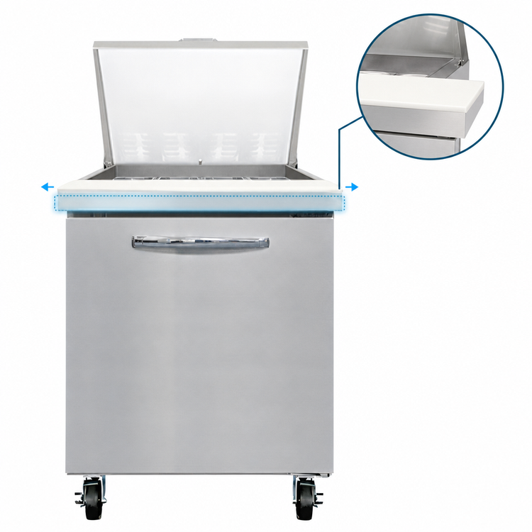 Product image #4 for Continental Refrigerator Mighty Top 27-Inch One-Section Refrigerated Sandwich Prep Table with Solid Door and 12-Pan Capacity