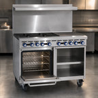 Thumbnail image #4 for Imperial (Middleby) Pro Series IR-G48-XB 48-Inch Gas Restaurant Range with 48-Inch Griddle, Standard Oven, Open Cabinet & Hi-Shelf